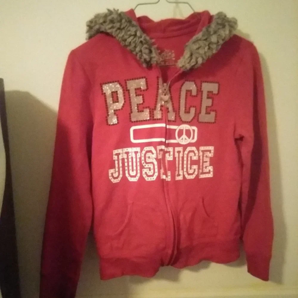 Justice Girls Red Hoodie Jacket SZ 12.